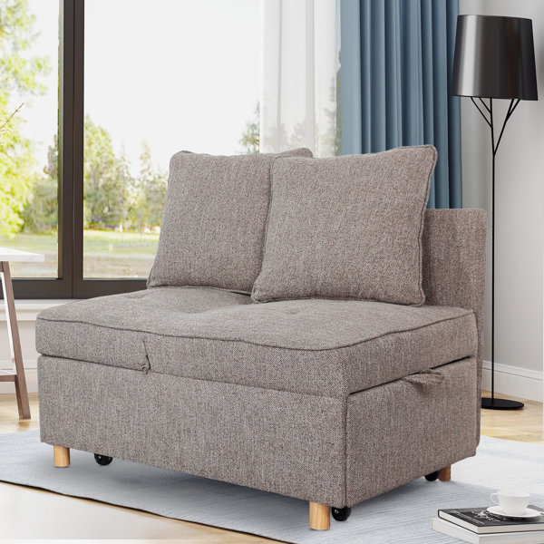 Ebern Designs 70.9" Foldable Convertible Sofa Bed with 2 Throw Pillows